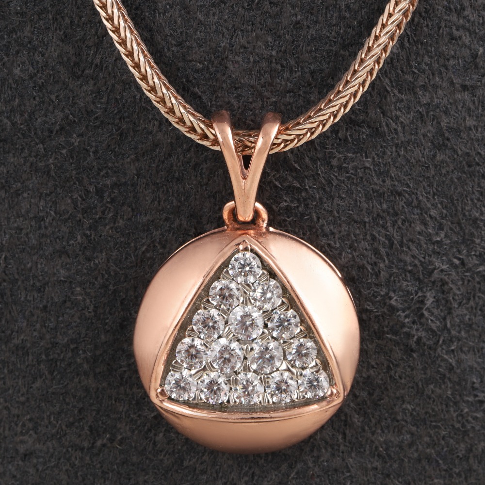 18kt rose gold designer diamond pendant