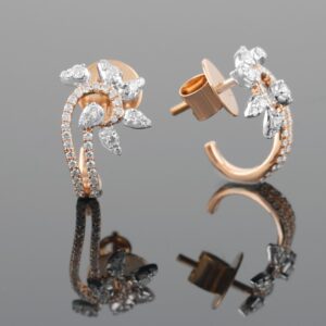 18kt rose pan shaped gold diamond bali earrings