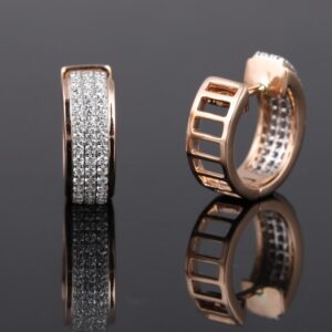 18kt rose gold diamond bali earrings