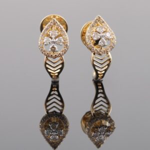 18kt yellow gold drop shaped diamond bali earrings