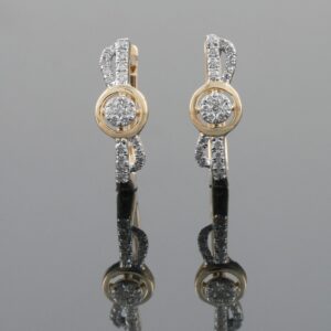 18kt yellow gold diamond fancy bali earrings