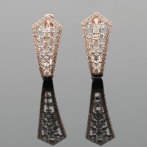 18kt rose gold designer diamond bali earrings