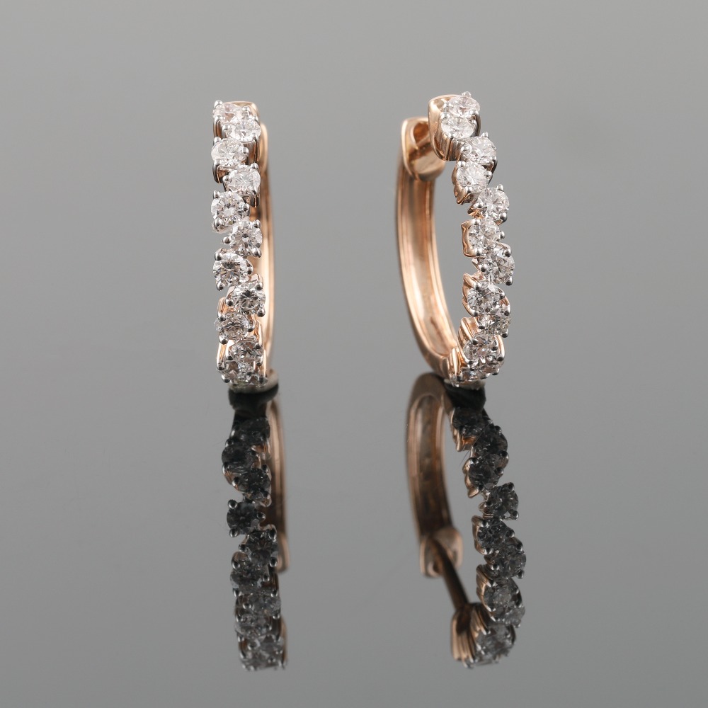 18kt rose gold designer diamond bali earrings