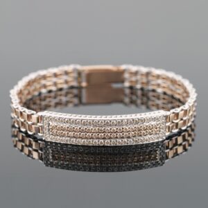 18kt designer rose gold shine diamond men's bracelet