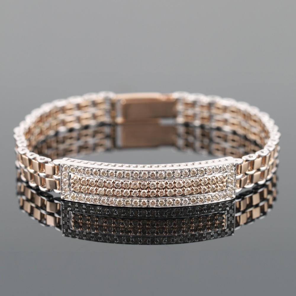 18kt designer rose gold shine diamond men's bracelet