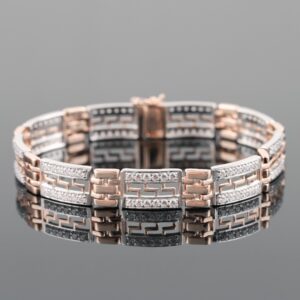 18kt dual white & rose gold fancy diamond men's bracelet