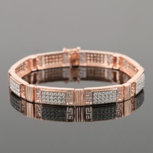 18kt square shaped diamond men's bracelet