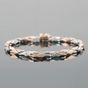 18kt dual white & rose gold  diamond men's bracelet
