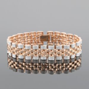 18kt rose gold shiny diamond men's bracelet