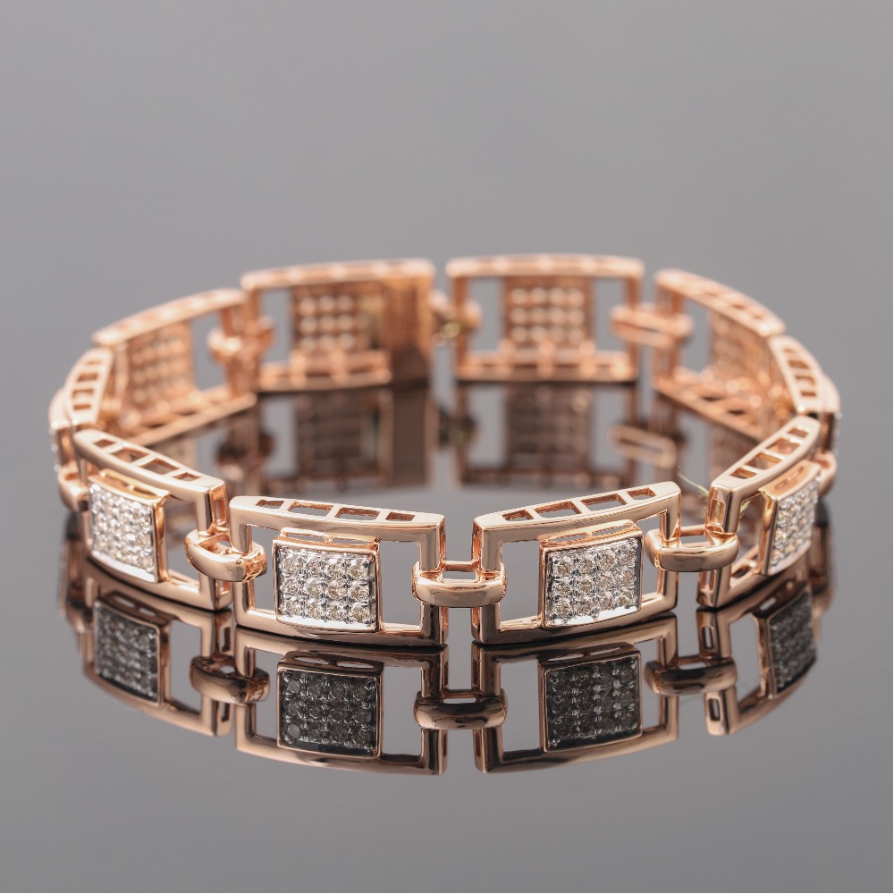 18kt square shaped diamond men's bracelet