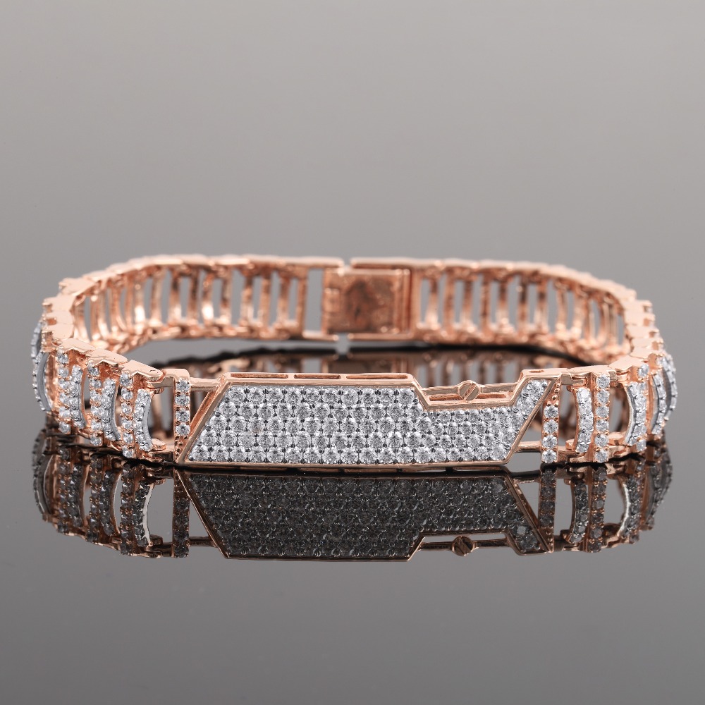 18kt rose gold diamond men's bracelet