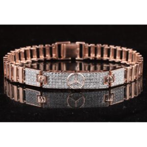 18kt mercedes shaped diamond men's bracelet