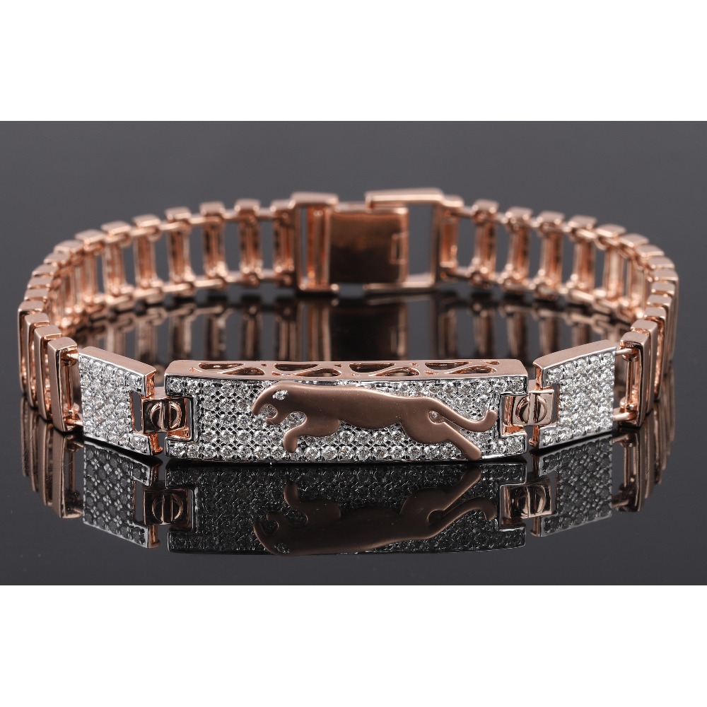 18kt jaguar shaped diamond men's bracelet