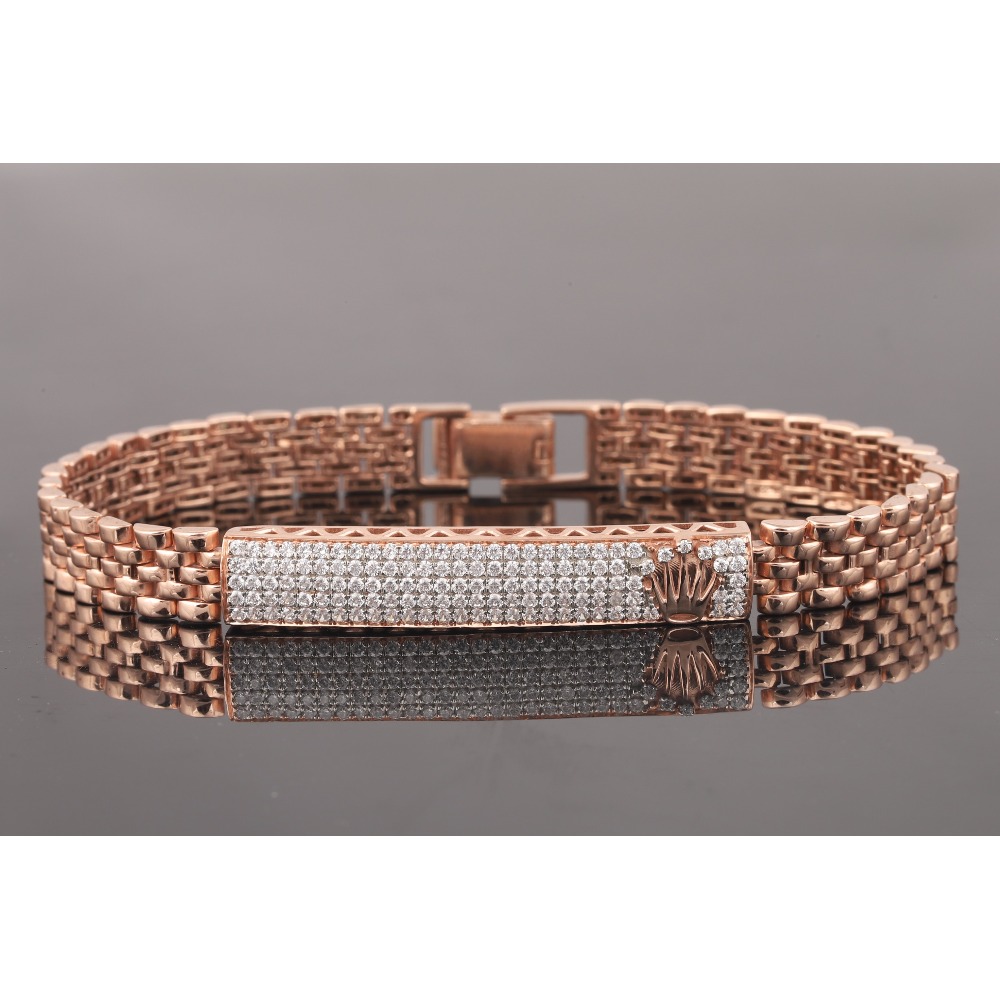 18kt rolex shaped diamond men's bracelet