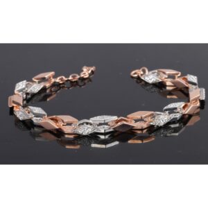 18kt dual white & rose gold  fancy diamond men's bracelet