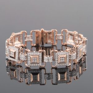 18kt rose gold square shaped diamond men's bracelet