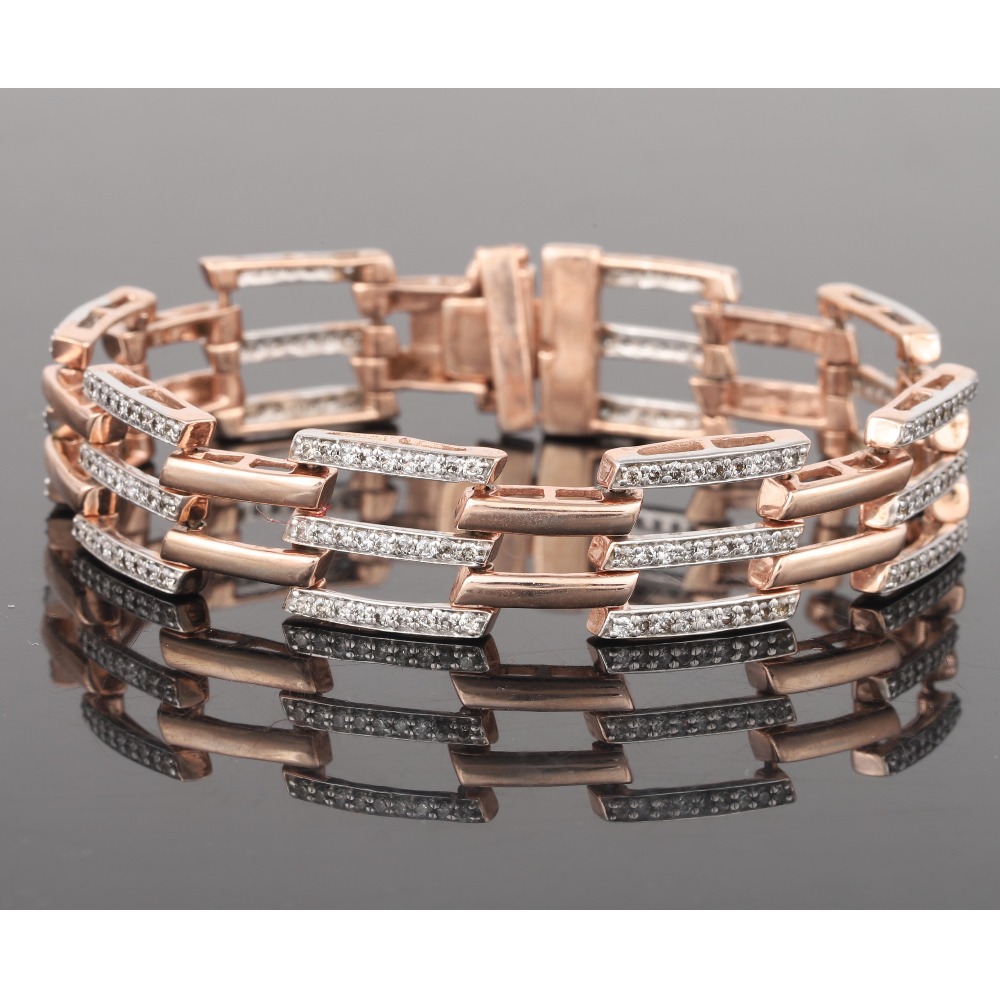 18kt rose gold diamond men's bracelet
