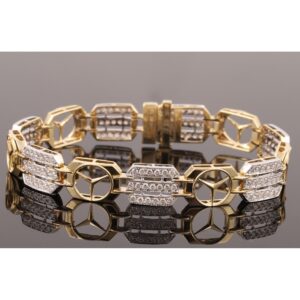 18kt mercedes shaped diamond men's bracelet