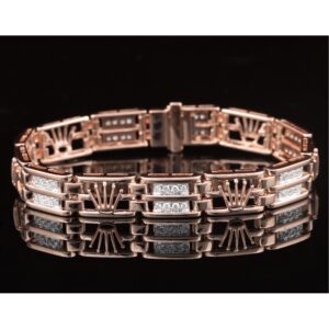 18kt rolex shaped diamond men's bracelet
