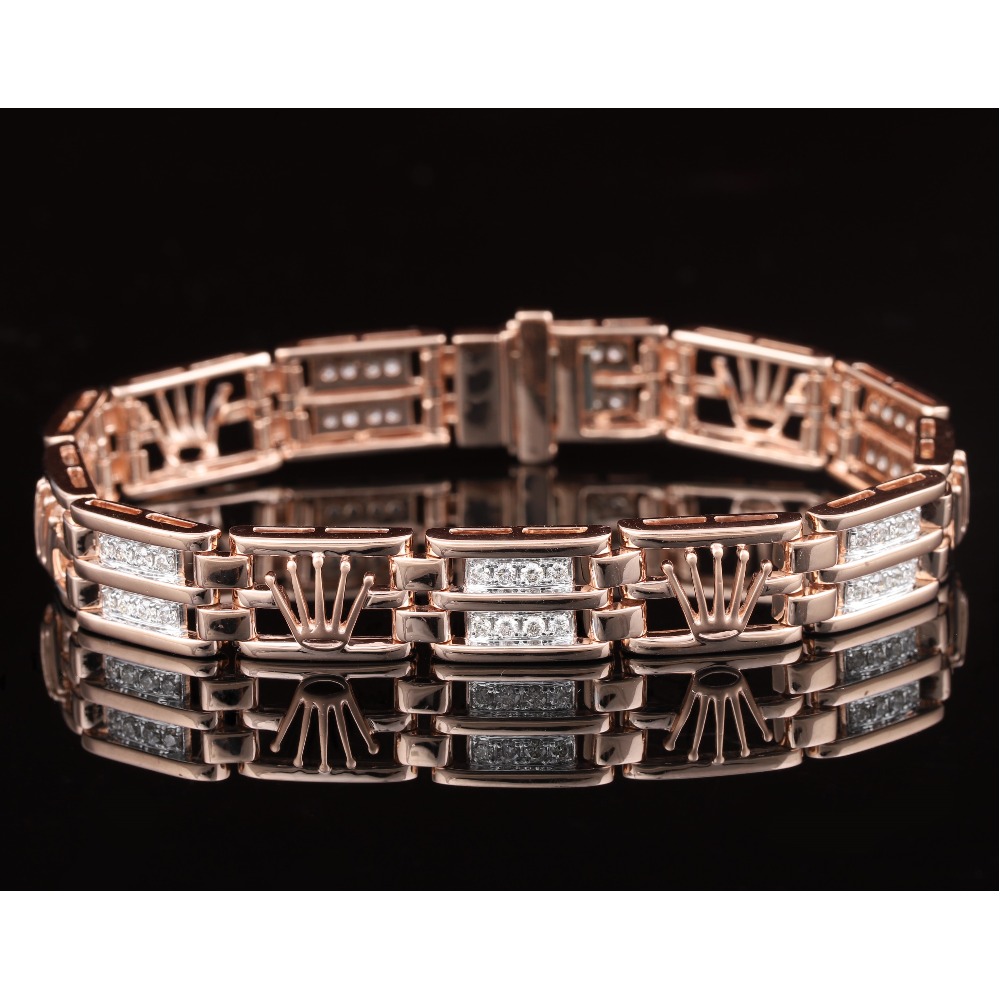 18kt rolex shaped diamond men's bracelet