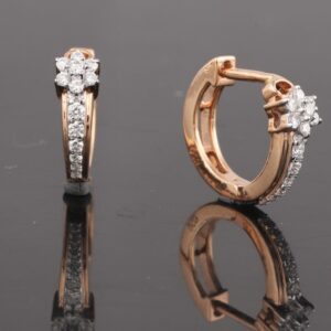 18kt designer diamond pan shape bali earrings
