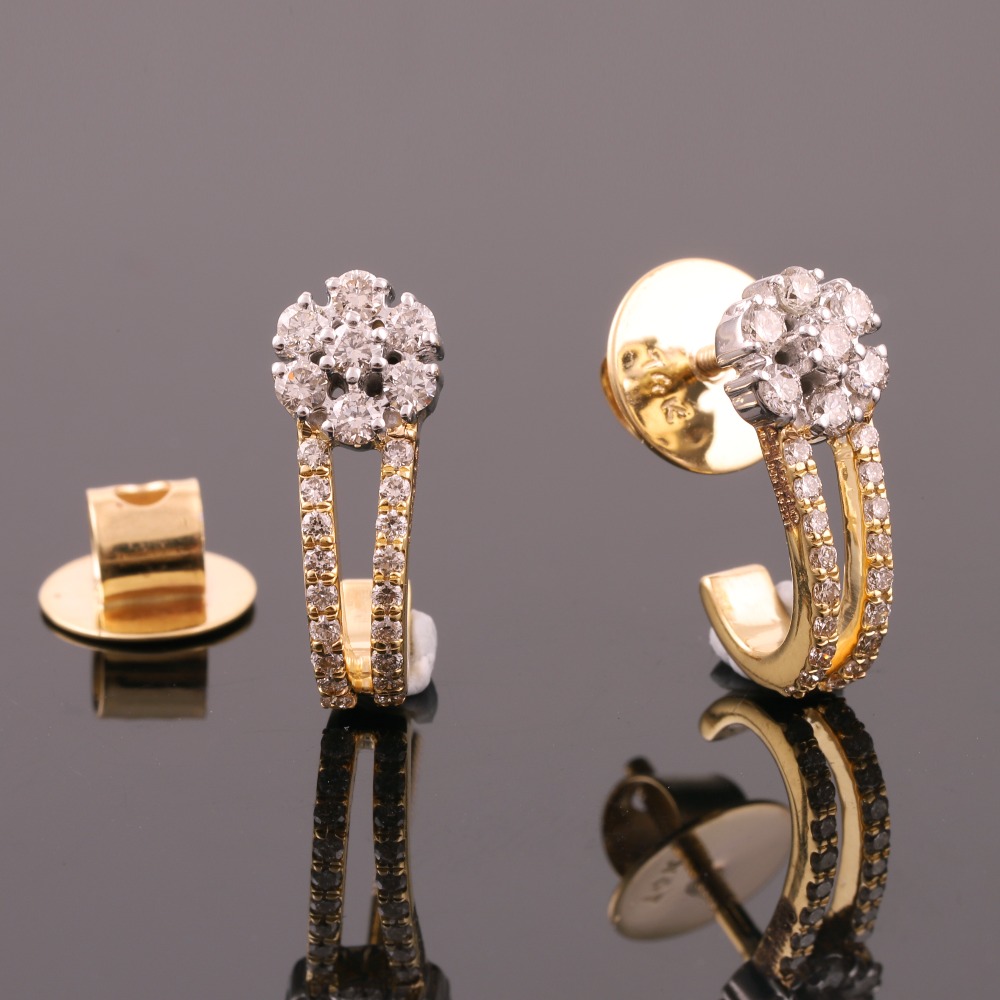 18kt designer diamond stud bali earrings
