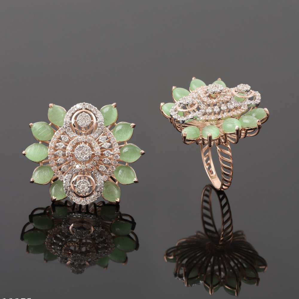 18kt designer diamond unique colour stone rings