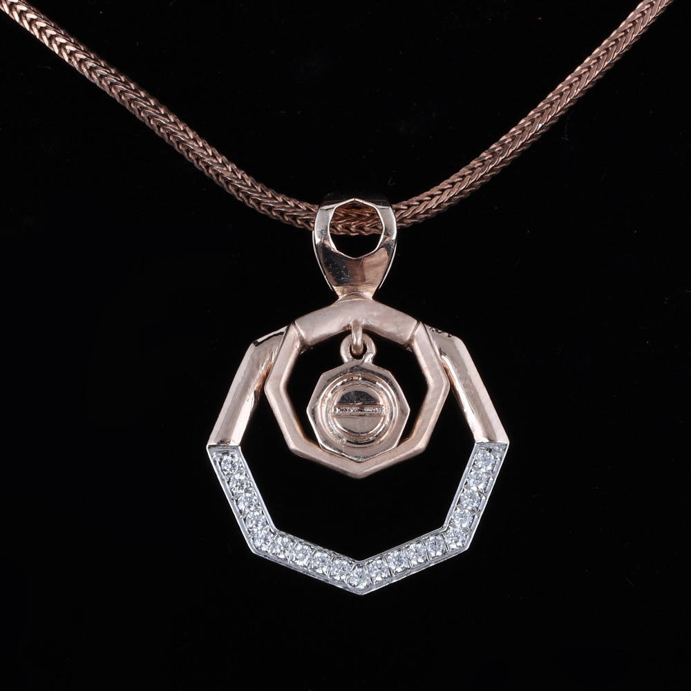 18KT Gold Designer Diamond Pendant Set