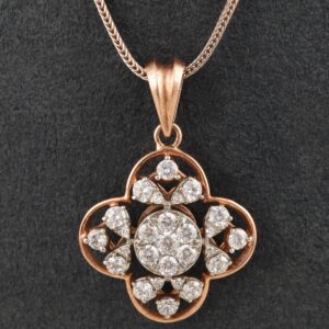 18KT Gold Modern Diamond Pendant Set
