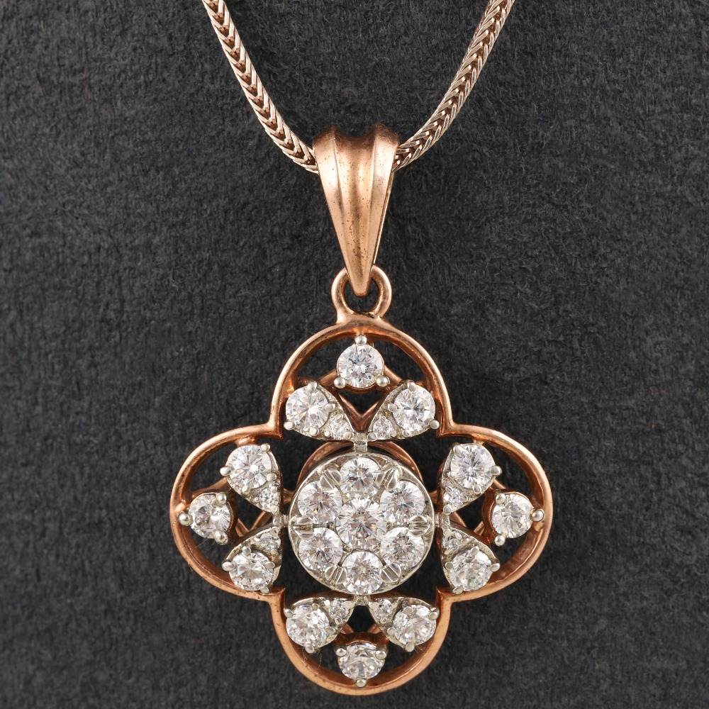 18KT Gold Modern Diamond Pendant Set