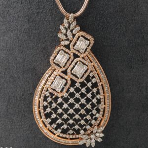 18KT Gold Delicate Diamond Pendant Set