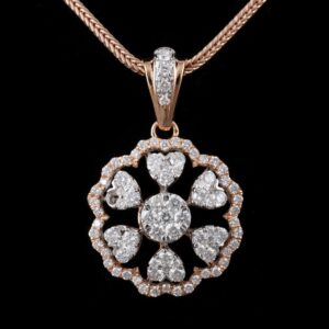 18KT Gold Unique Diamond Pendant Set