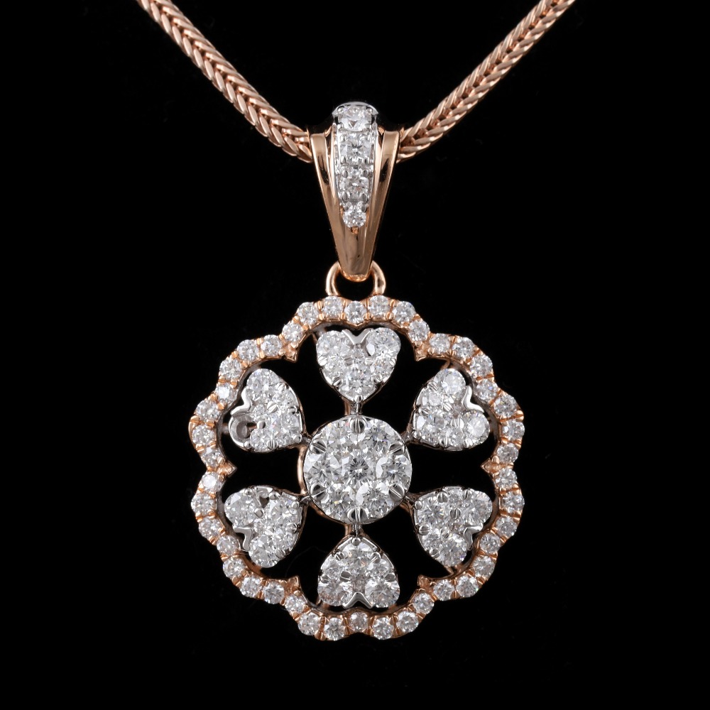 18KT Gold Unique Diamond Pendant Set