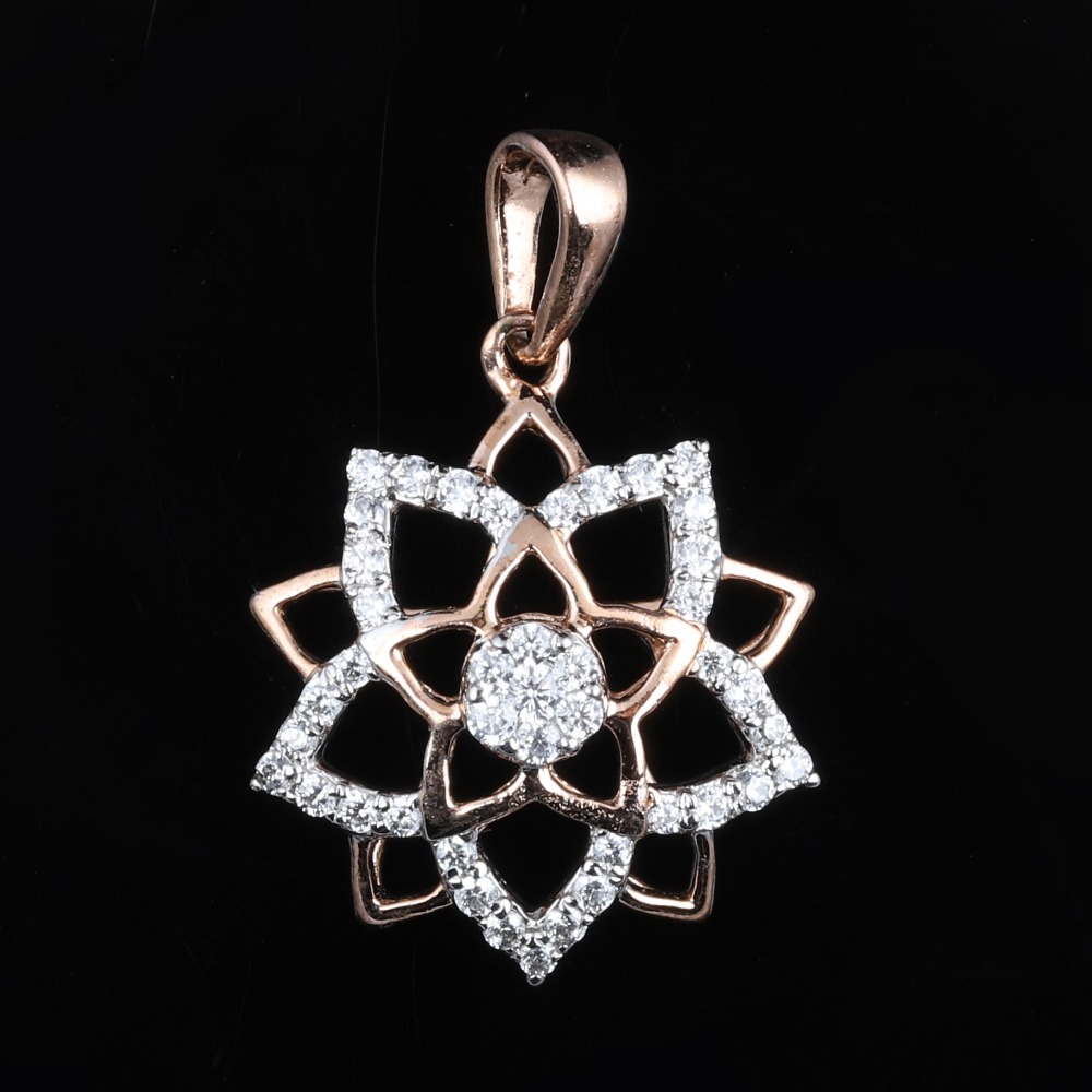 18KT Gold Dazzling Diamond Pendant Set