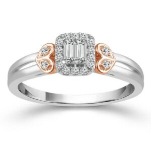 white gold baguette cluster diamond ring