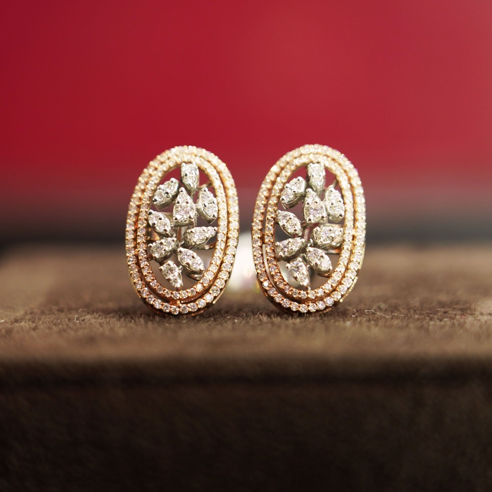 designer rose gold diamond earring