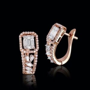 Real Diamond Fancy Rose Gold Earring With Marquise Diamond