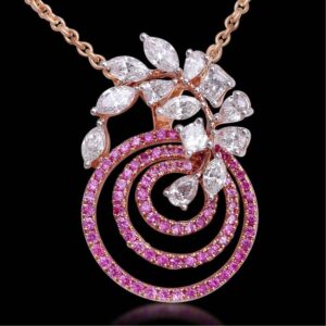 real diamond pendent with pink diamond