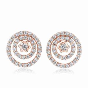 18KT Rose Gold Round Shaped Star Design Earring