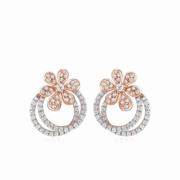 18KT Two Tone Rose Gold Earring
