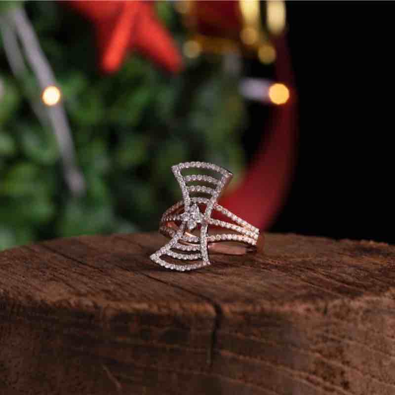 18kt Designer Diamond Rose Gold Ring