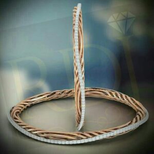 18KT Pink & White Antique Design Diamond Bangle