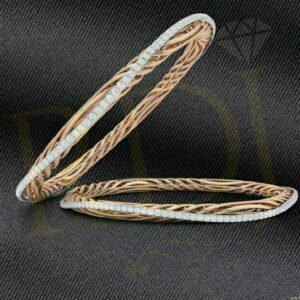 18KT Rose Gold Pink & White Designer Diamond Bangle