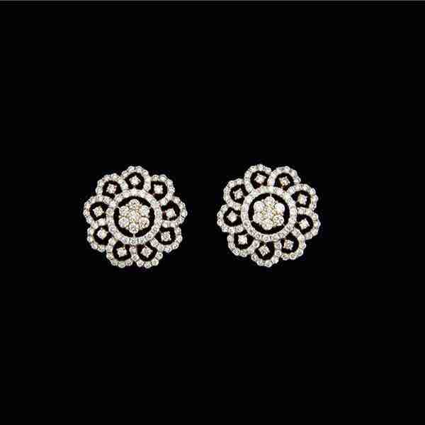 18KT Rose Gold Flower Designer Real Diamond Earring