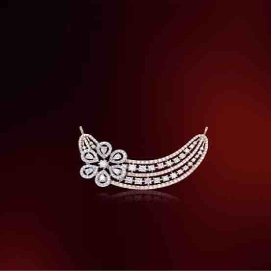18KT Rose Gold Flower Design Real Diamond Mangalsutra Pendant