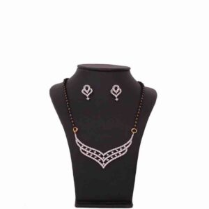 18KT Gold Fancy Diamond Mangalsutra With Earrings