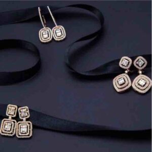 18KT Designer Bridal Real Diamond Rose Earring