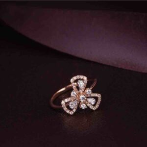 18KT Rose Gold Designer Diamond Rose Ring