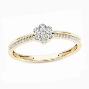 18KT Flower Design Diamond Pressure Setting Ring
