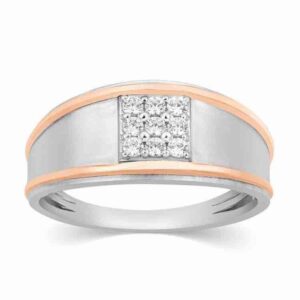 18KT Rose Gold Real Diamond Round Shape Gents Ring
